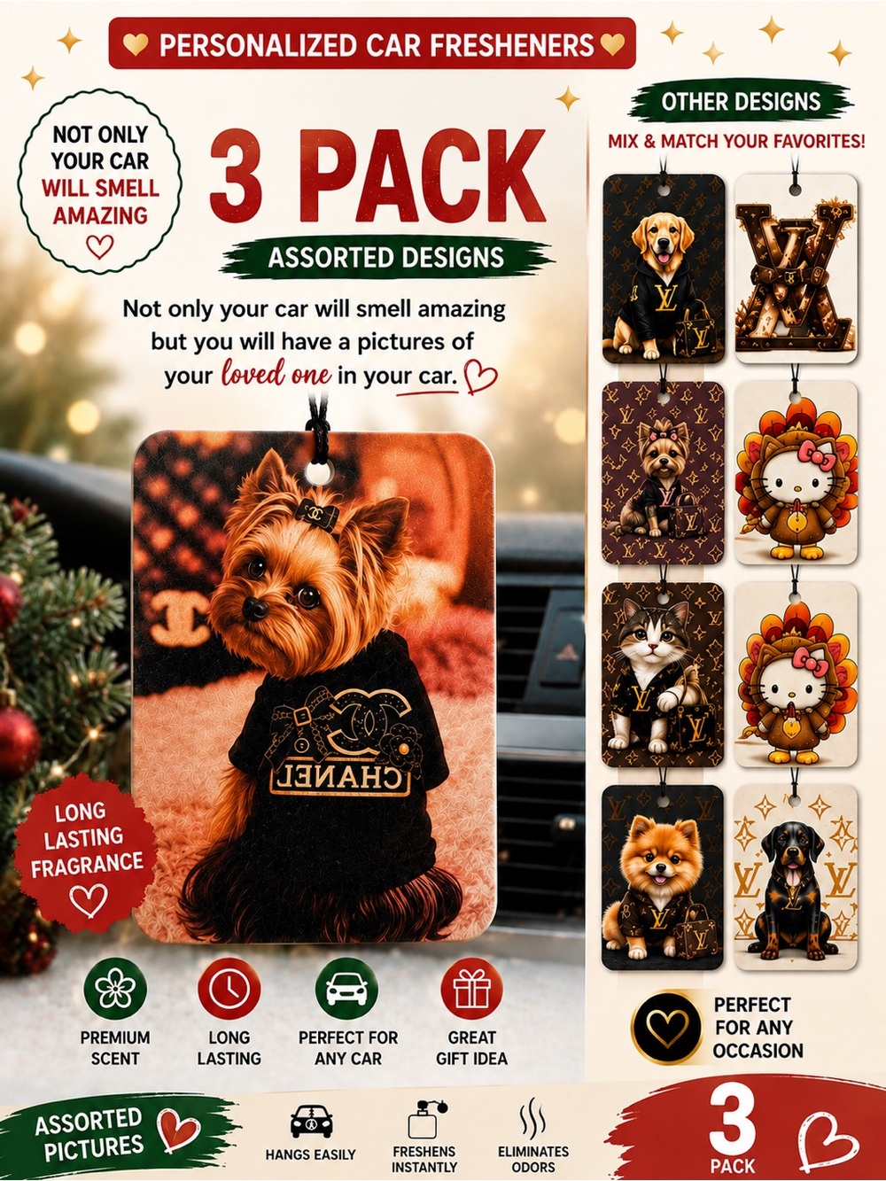 Car freshners pack of 3 personalized select a scent. Great party favors too. New